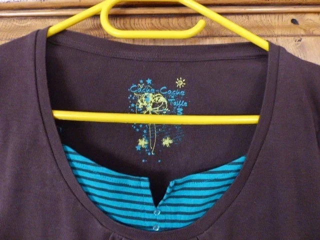 brown and turquoise long-sleeved t-shirt, new, size 40 – photo 3